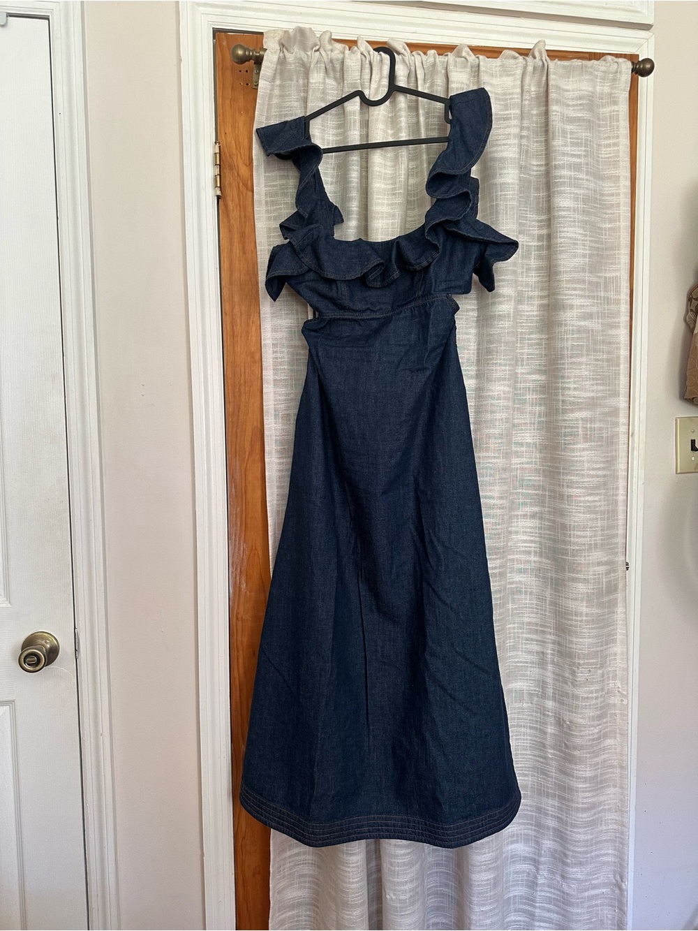 Zimmermann Aster Denim Frill Midi Dress
